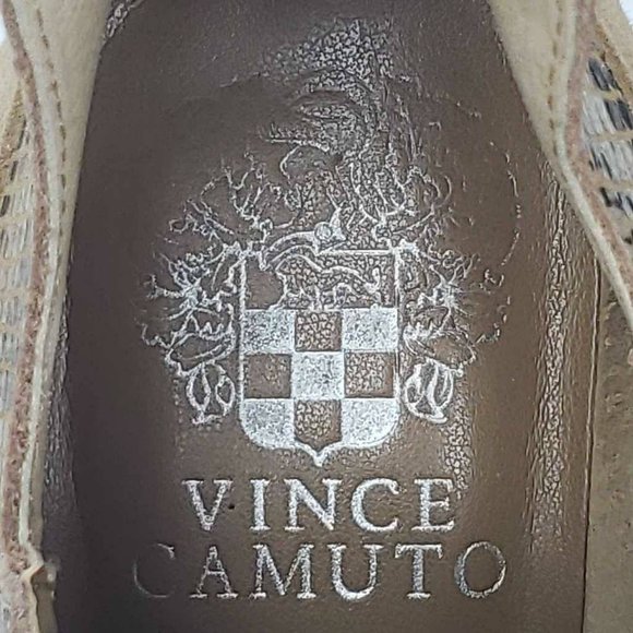 Vince Camuto Womens Gannilla Ankle Boots Brown Leather Zip Heel Snake Panel 6.5M - Picture 13 of 16